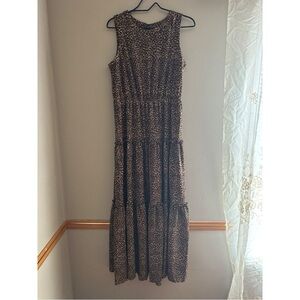 Julian Taylor Cheetah Tiered Maxi Dress Womens Size 10 Fall Brown Tank Animal